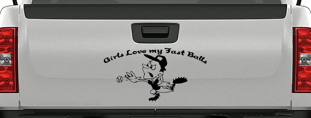 Funny Love Fast Ball Pitcher Sports Car or Truck Window Decal Sticker (Black)