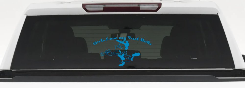Funny Love Fast Ball Pitcher Sports Car or Truck Window Decal Sticker