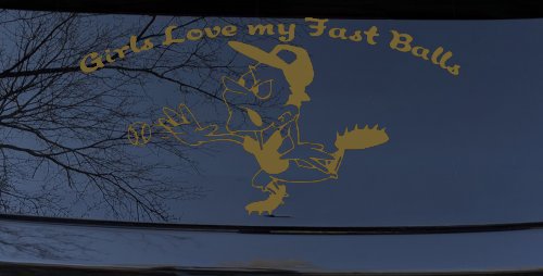 Funny Love Fast Ball Pitcher Sports Car or Truck Window Decal Sticker