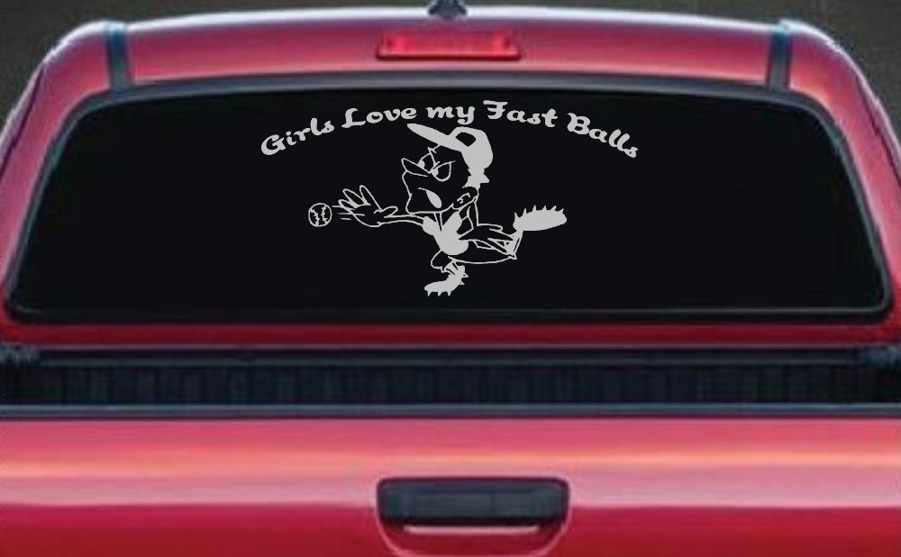 Funny Love Fast Ball Pitcher Sports Car or Truck Window Decal Sticker