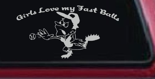 Funny Love Fast Ball Pitcher Sports Car or Truck Window Decal Sticker
