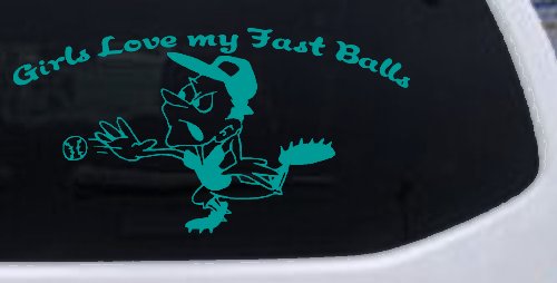 Funny Love Fast Ball Pitcher Sports Car or Truck Window Decal Sticker