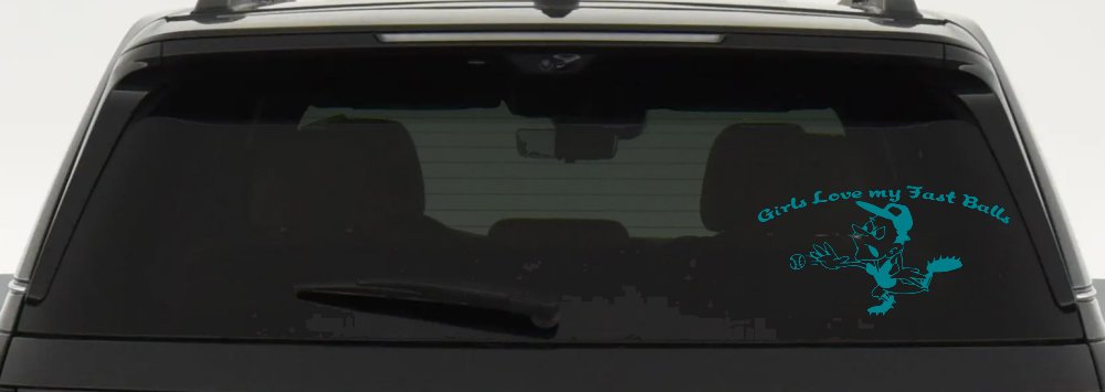 Funny Love Fast Ball Pitcher Sports Car or Truck Window Decal Sticker
