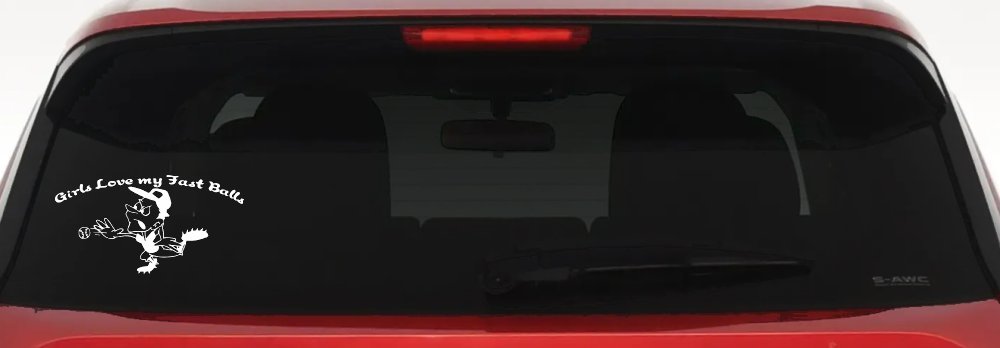 Funny Love Fast Ball Pitcher Sports Car or Truck Window Decal Sticker