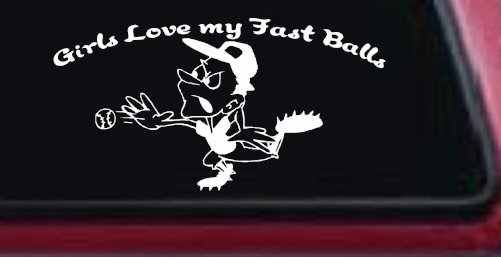 Funny Love Fast Ball Pitcher Sports Car or Truck Window Decal Sticker