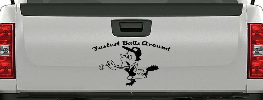 Fastest Balls Around Baseball Sports Car or Truck Window Decal Sticker (Black)