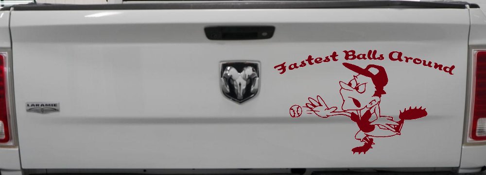 Fastest Balls Around Baseball Sports Car or Truck Window Decal Sticker (Burgundy)