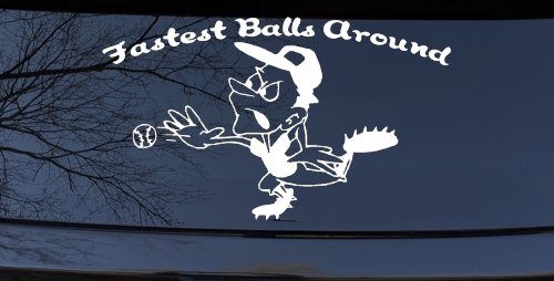 Fastest Balls Around Baseball Sports Car or Truck Window Decal Sticker (White)