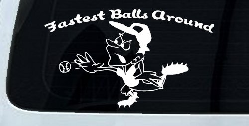 Fastest Balls Around Baseball Sports Car or Truck Window Decal Sticker (White)