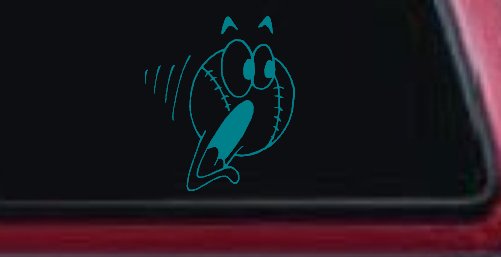 Screaming Baseball Ball Sports Car or Truck Window Decal Sticker (Turquoise Blue)