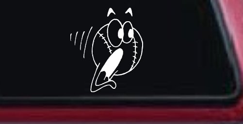 Funny Screaming Baseball Car Truck Window Decal Sticker (White)
