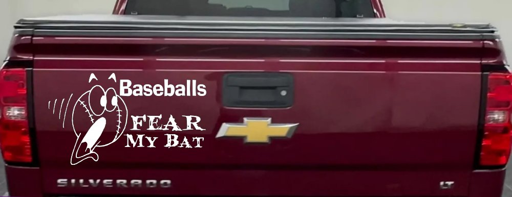Baseballs Fear My Bat Sports Car or Truck Window Decal Sticker