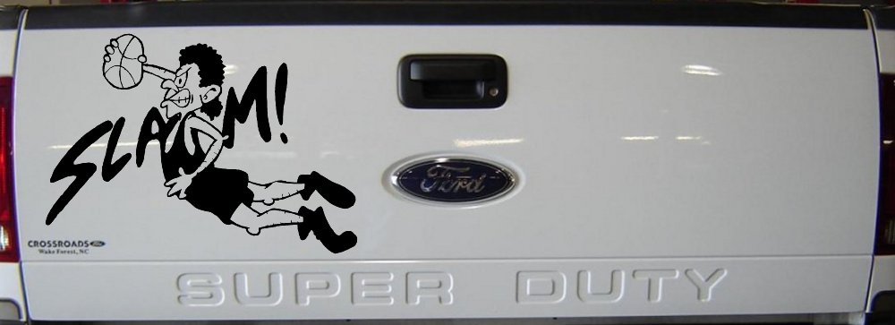Slam Dunk Basketball Sports Car or Truck Window Decal Sticker (Black)