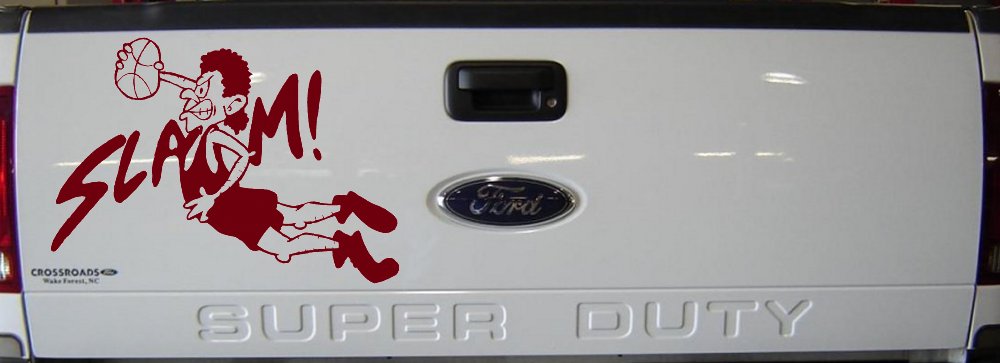 Slam Dunk Basketball Sports Car or Truck Window Decal Sticker (Burgundy)