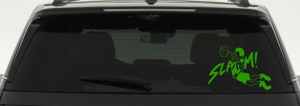 Slam Dunk Basketball Sports Car or Truck Window Decal Sticker (Lime)