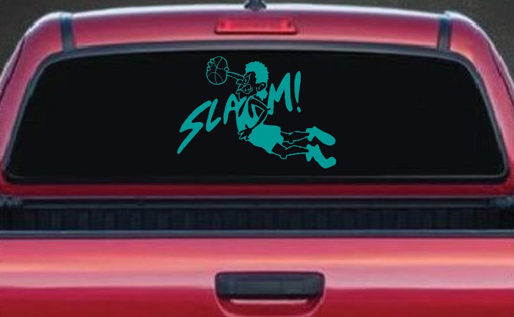 Slam Dunk Basketball Sports Car or Truck Window Decal Sticker (Turquoise)