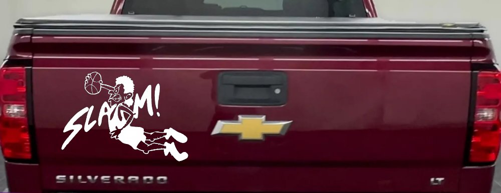 Slam Dunk Basketball Sports Car or Truck Window Decal Sticker (White)