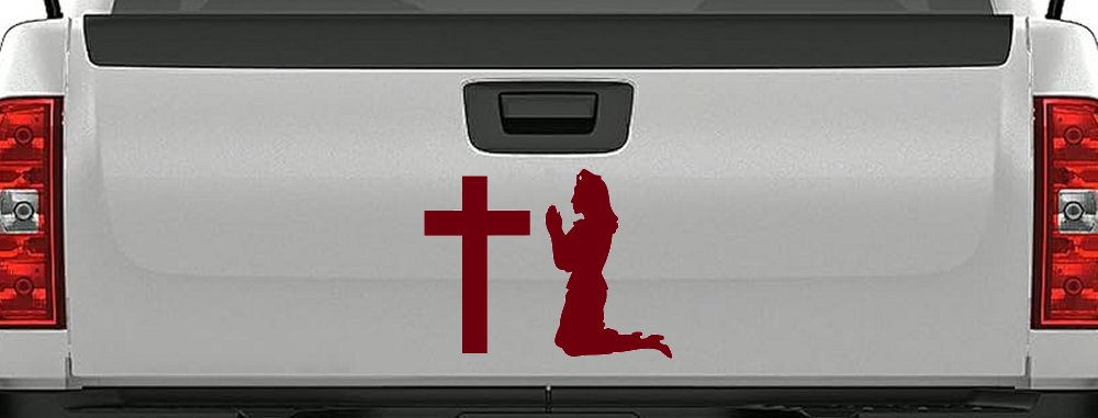 Nurse At Cross Christian Car or Truck Window Decal Sticker (Burgundy)