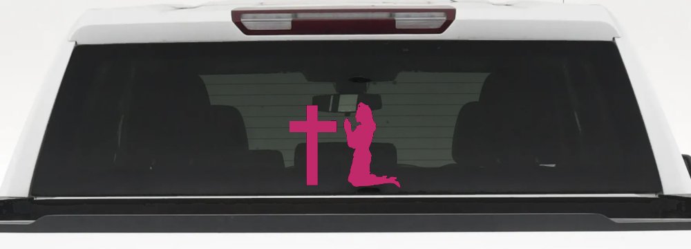 Nurse At Cross Christian Car or Truck Window Decal Sticker (Hot Pink)