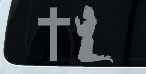 Nurse At Cross Christian Car or Truck Window Decal Sticker (Telegrey)