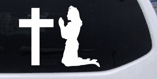 Nurse At Cross Christian Car or Truck Window Decal Sticker (White)