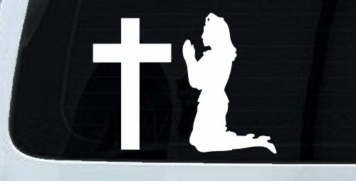 Nurse At Cross Christian Car Decal - Truck Window Vinyl Sticker (White)