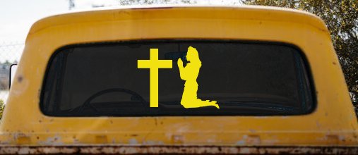 Nurse At Cross Christian Car or Truck Window Decal Sticker (Yellow)