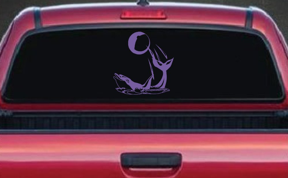 Dolphin Playing Ball Animals Car or Truck Window Decal Sticker (Purple)