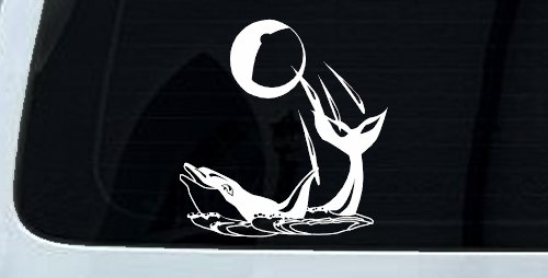 Dolphin Playing Ball Animals Car or Truck Window Decal Sticker (White)
