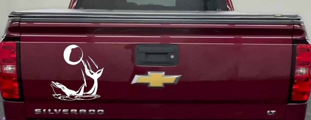 Dolphin Playing Ball Animals Car or Truck Window Decal Sticker (White)