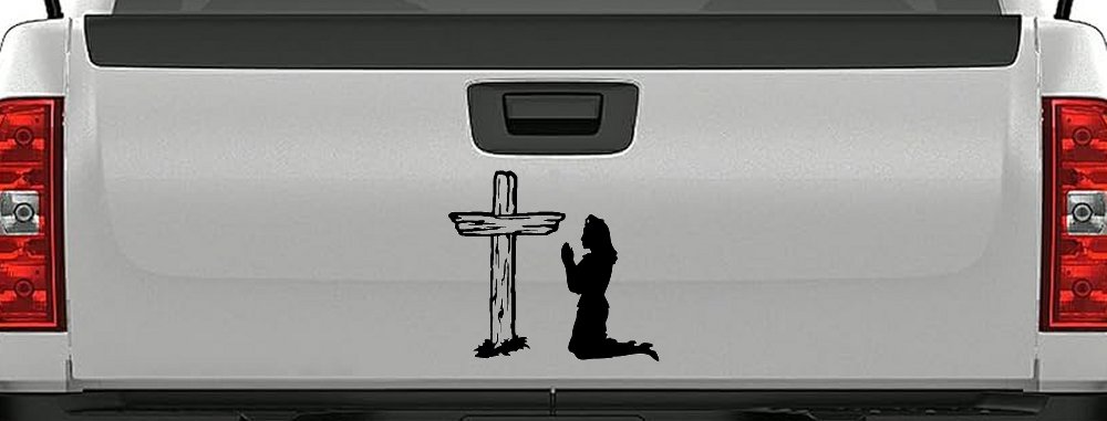 Nurse At Cross Christian Car or Truck Window Decal Sticker (Black)