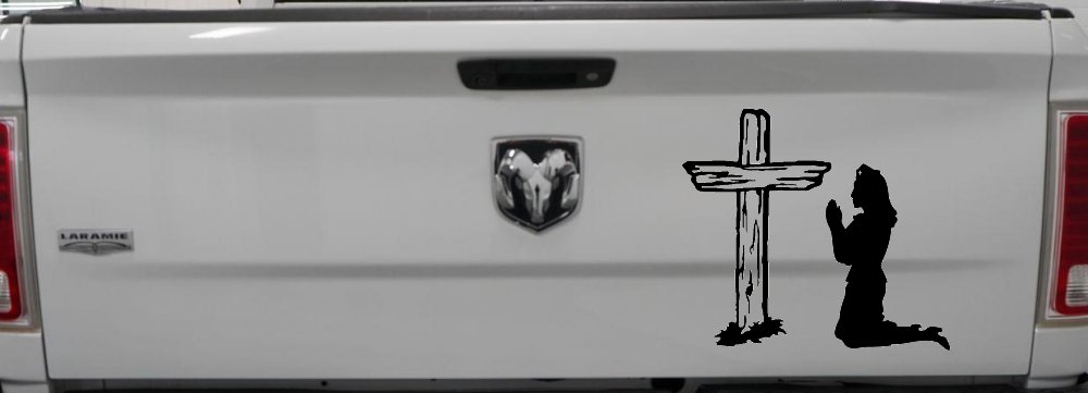 Nurse At Cross Christian Car or Truck Window Decal Sticker (Black)
