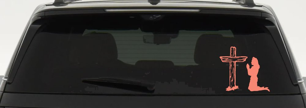 Nurse At Cross Christian Car or Truck Window Decal Sticker (Coral)