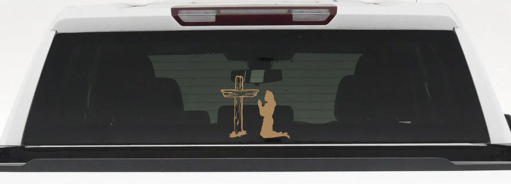 Nurse Cross Christian Decal for Cars Trucks Vinyl Window Sticker (Light Brown)