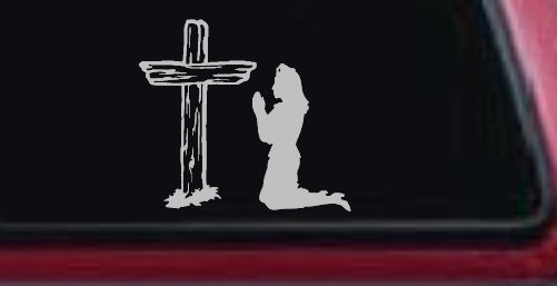 Nurse At Cross Christian Car or Truck Window Decal Sticker (Light Gray)