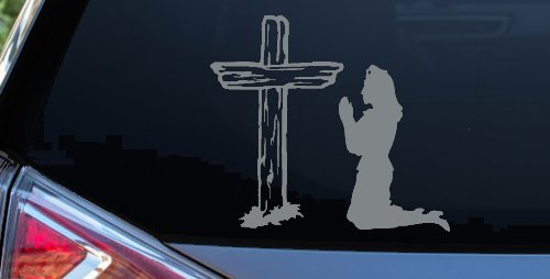 Nurse At Cross Christian Car or Truck Window Decal Sticker (Telegrey)