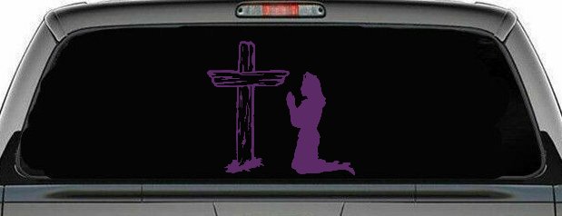 Nurse At Cross Christian Car or Truck Window Decal Sticker (Violet)