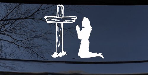 Nurse Cross Christian Decal for Cars Trucks Vinyl Window Sticker (White)