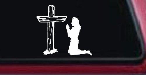 Nurse At Cross Christian Car or Truck Window Decal Sticker (White)