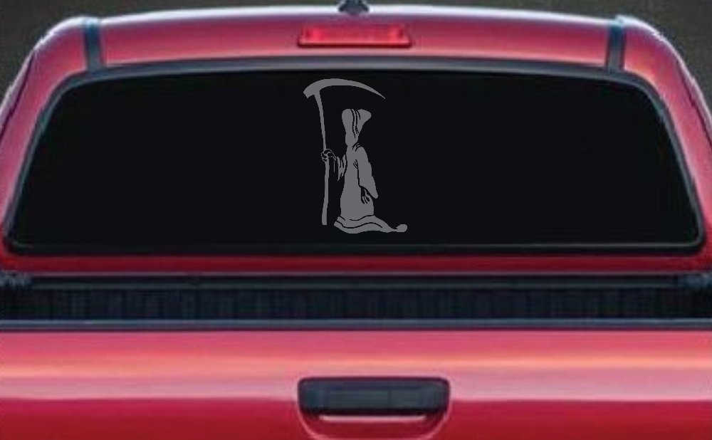 Grim Reaper Car or Truck Window Decal Sticker (Silver)