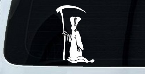 Grim Reaper Car or Truck Window Decal Sticker (White)