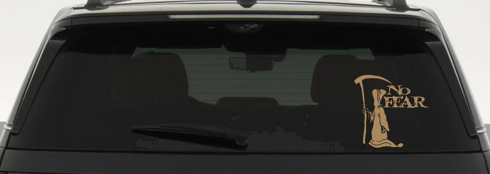 Grim Reaper No Fear Car or Truck Window Decal Sticker (Light Brown)