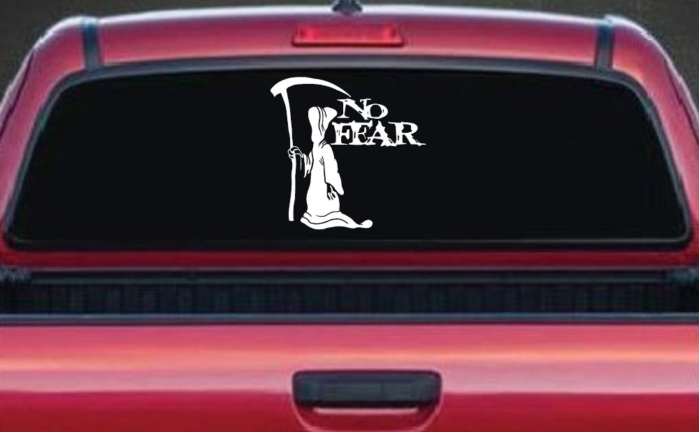 Grim Reaper No Fear Car or Truck Window Decal Sticker