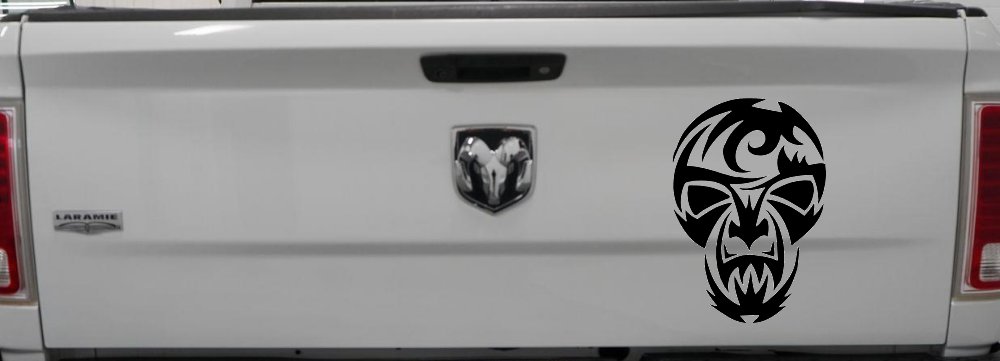 Tribal Skull Mask Car or Truck Window Decal Sticker (Black)
