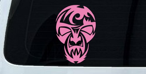 Tribal Skull Mask Car or Truck Window Decal Sticker (Pink)