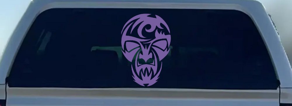 Tribal Skull Mask Car or Truck Window Decal Sticker (Purple)
