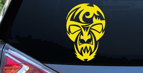 Tribal Skull Mask Car or Truck Window Decal Sticker (Yellow)