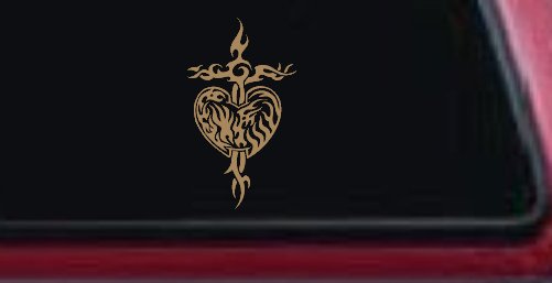 Tribal Heart and Cross Car or Truck Window Decal Sticker