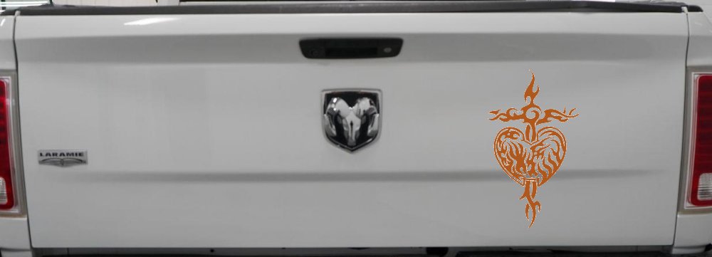 Tribal Heart and Cross Car or Truck Window Decal Sticker (Nut Brown)