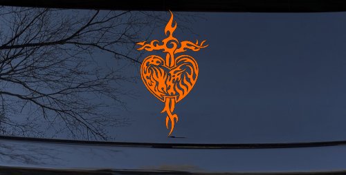 Tribal Heart and Cross Car or Truck Window Decal Sticker